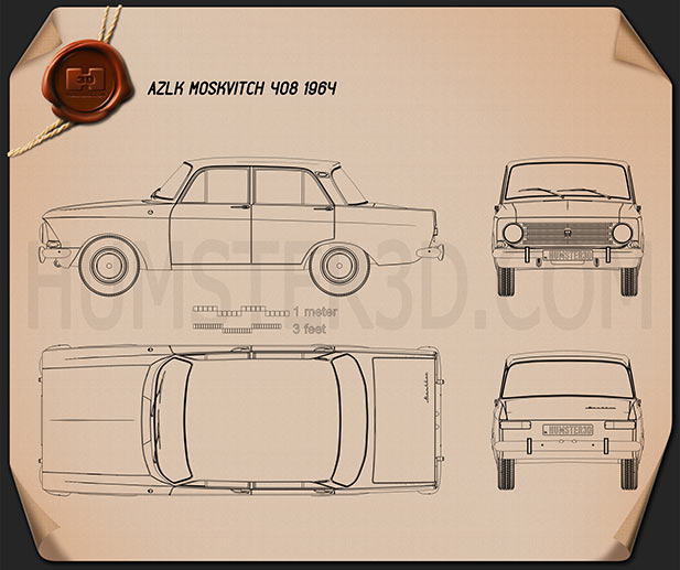 AZLK Moskvitch 408 1964 設計図