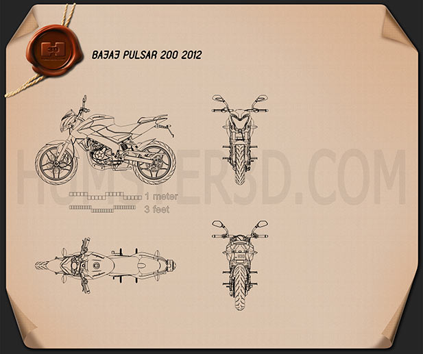 Bajaj Pulsar 200 2012 蓝图