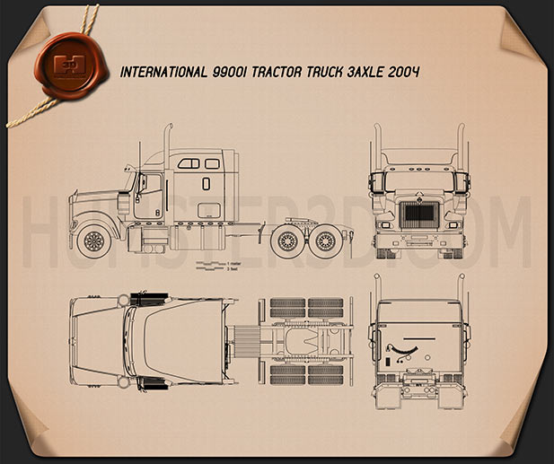 International 9900i Camión Tractor 2004 Plano