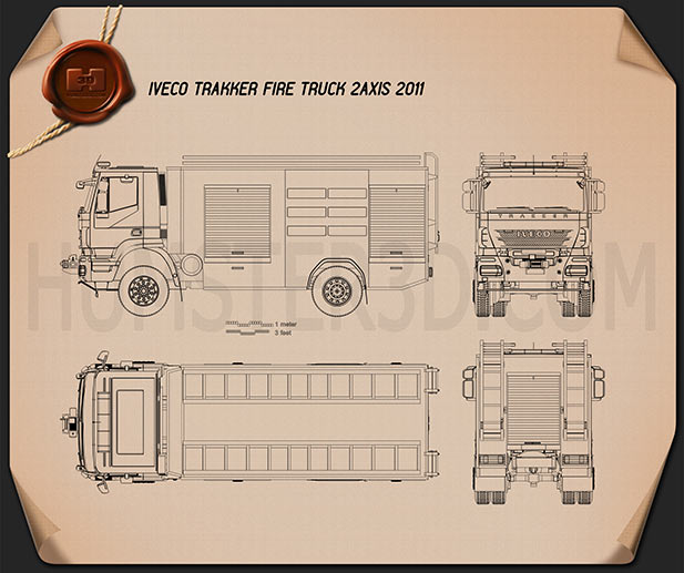 Iveco Trakker Camión de Bomberos 2012 Plano