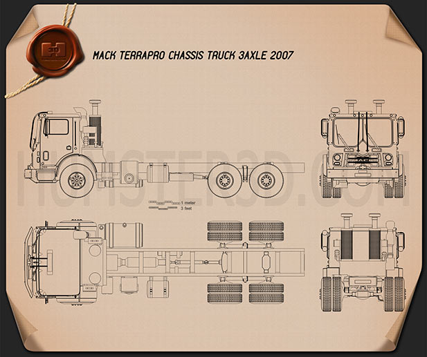 Mack Terrapro 底盘驾驶室卡车 2007 蓝图