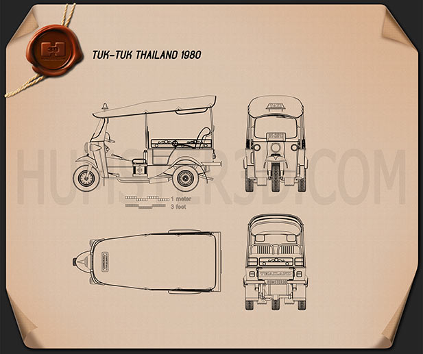 Tuk-Tuk Thailand 1980 Blueprint