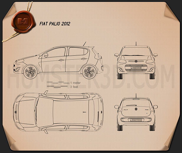 Fiat Palio 2012 테크니컬 드로잉