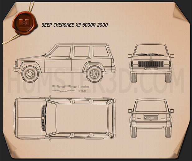 Jeep Cherokee XJ 4 puertas 2001 Plano