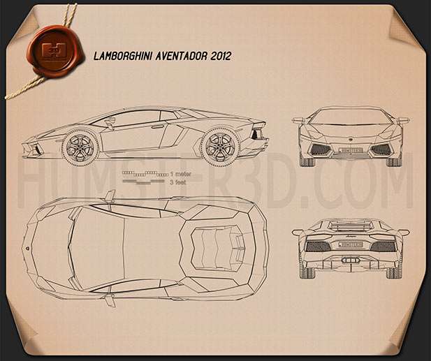 Lamborghini Aventador 2012 Blaupause