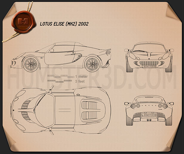 Lotus Elise 2002 Blueprint - Hum3D