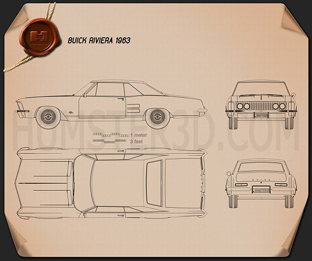 Buick Riviera 1963 Disegno Tecnico