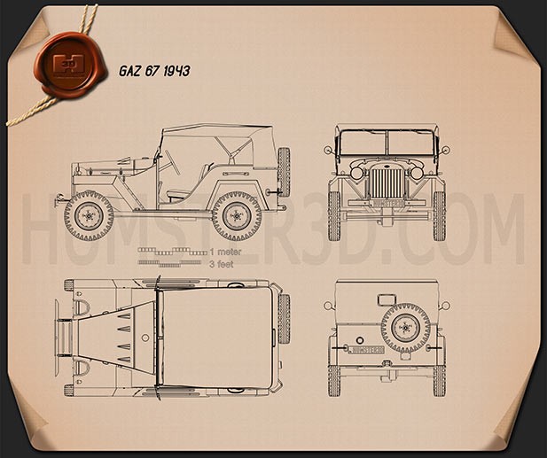 GAZ-67 1943 테크니컬 드로잉