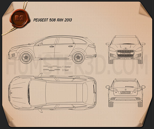 Peugeot 508 RXH 2013 Disegno Tecnico