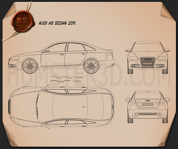 Audi A6 (C6) sedan 2011 Blueprint