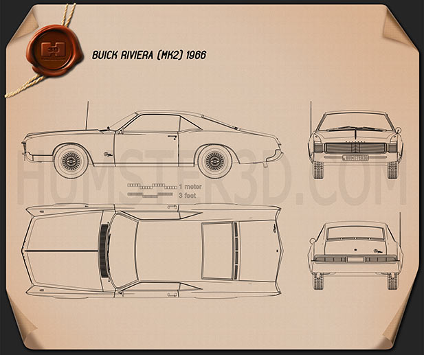 Buick Riviera 1966 Disegno Tecnico