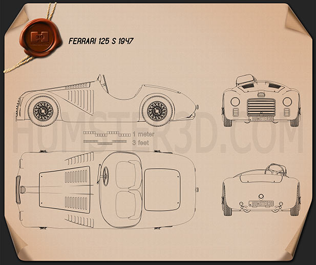Ferrari 125 S 1947 Disegno Tecnico