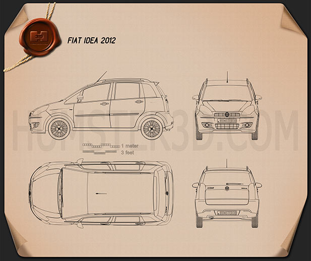 Fiat Idea 2012 테크니컬 드로잉