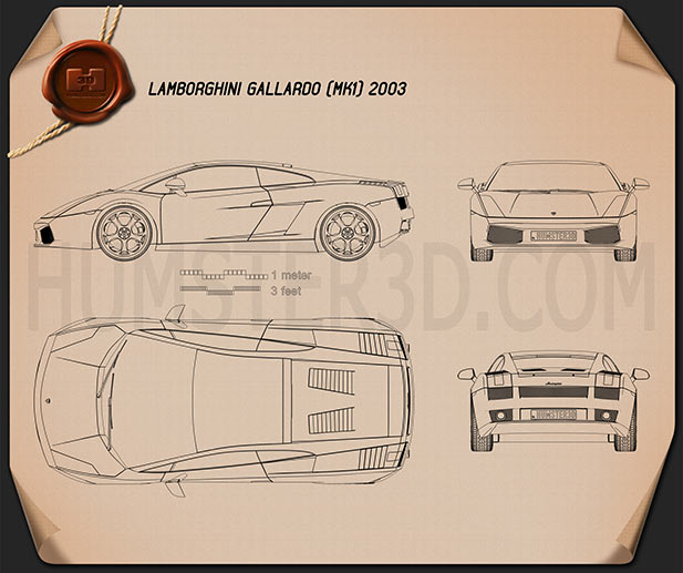 Lamborghini Gallardo 2003 Disegno Tecnico