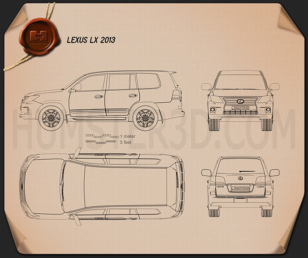 Lexus LX 2013 테크니컬 드로잉