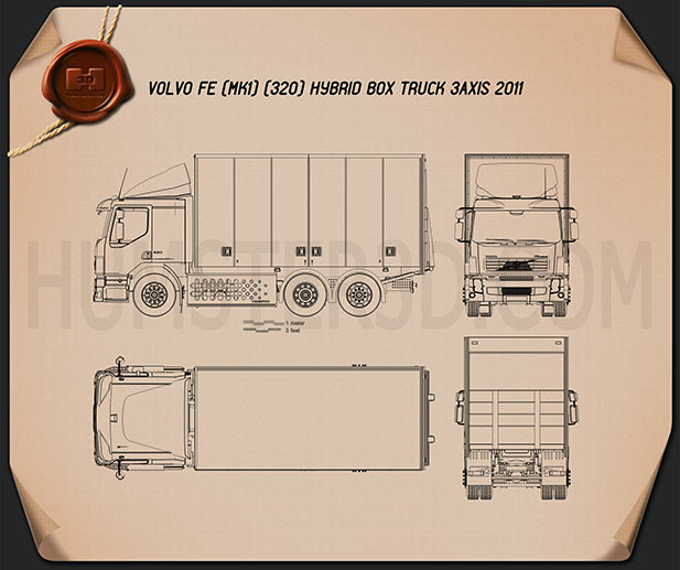 Volvo FE hybrid Box Truck 2011 Blueprint