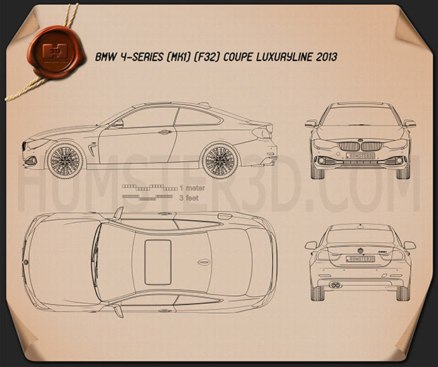 BMW 4 Series (F32) Coupe Luxury Line 2013 Blueprint
