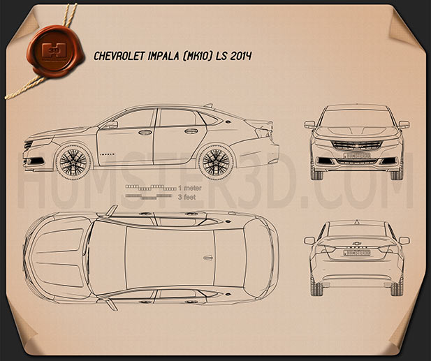 Chevrolet Impala LS 2014 Blaupause