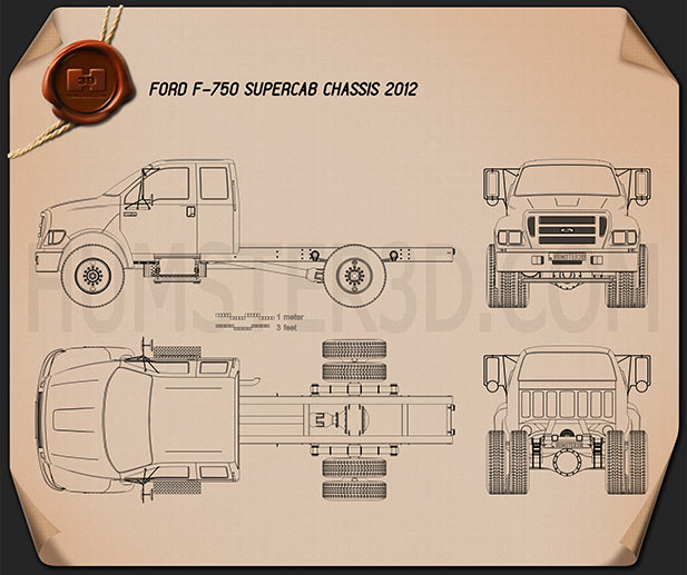 Ford F-750 Super Cab Chassis 2012 Blueprint