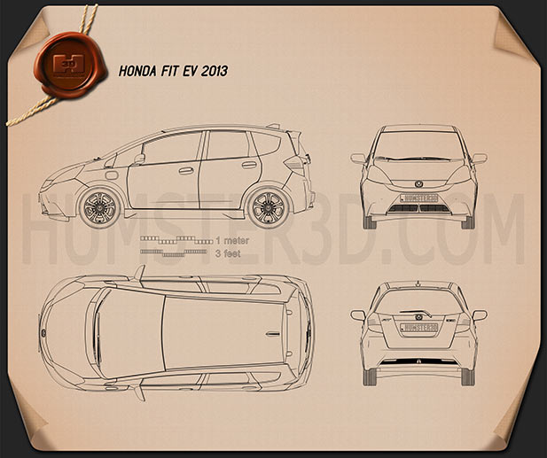 Honda Fit EV 2013 테크니컬 드로잉
