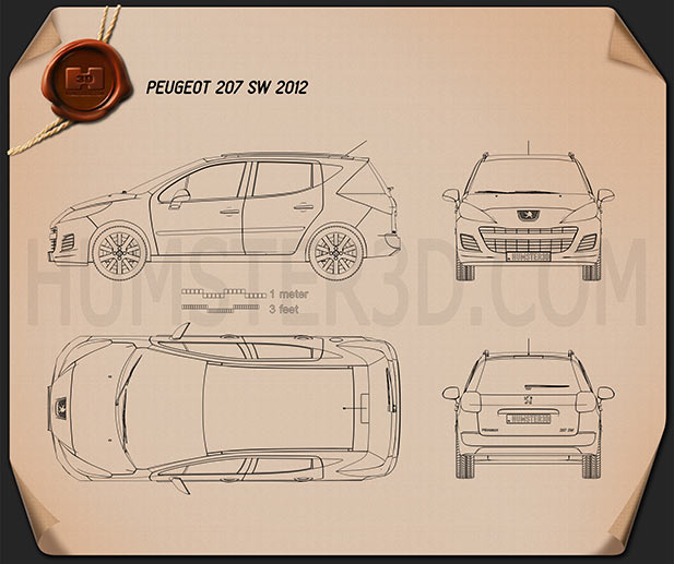 Peugeot 207 SW 2012 Креслення