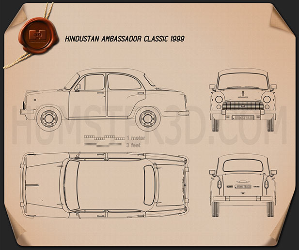 Hindustan Ambassador Classic 1999 Blueprint