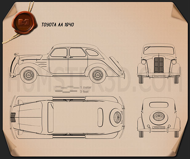 Toyota AA 1940 테크니컬 드로잉