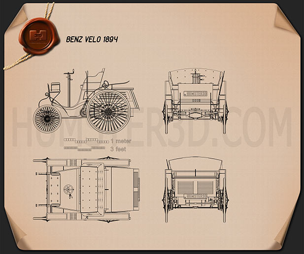 Benz Velo 1894 Disegno Tecnico