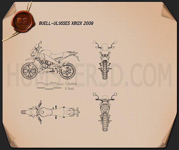 Buell Ulysses XB12X Спортивний мотоцикл Креслення
