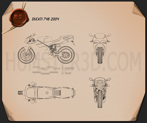 Ducati 748 运动型摩托车 蓝图