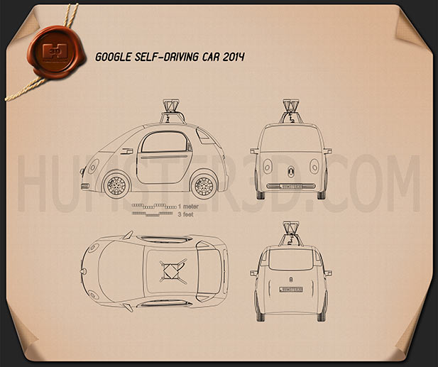 Google Self-Driving Car 2014 Disegno Tecnico