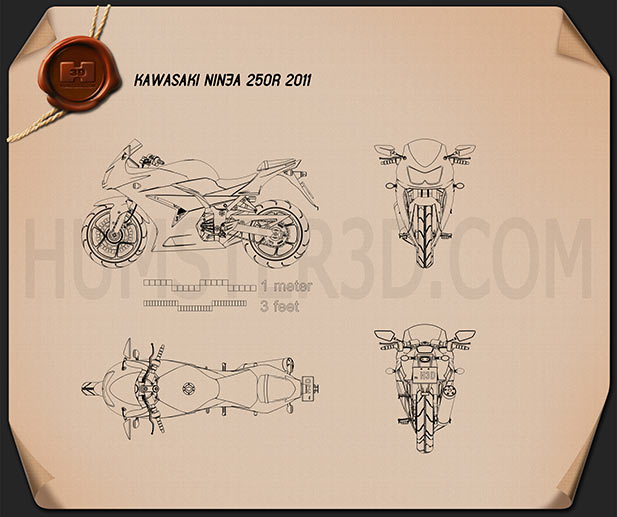 Kawasaki Ninja 250R Blaupause