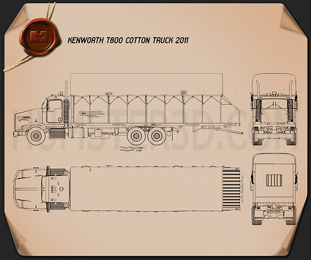 Kenworth T800 Cotton Truck 2011 Blaupause