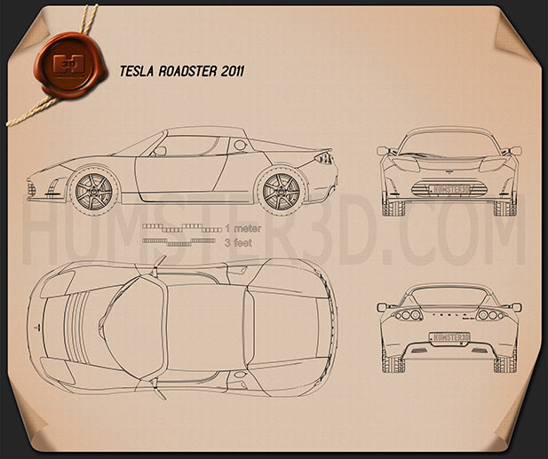 Чертеж tesla model 3