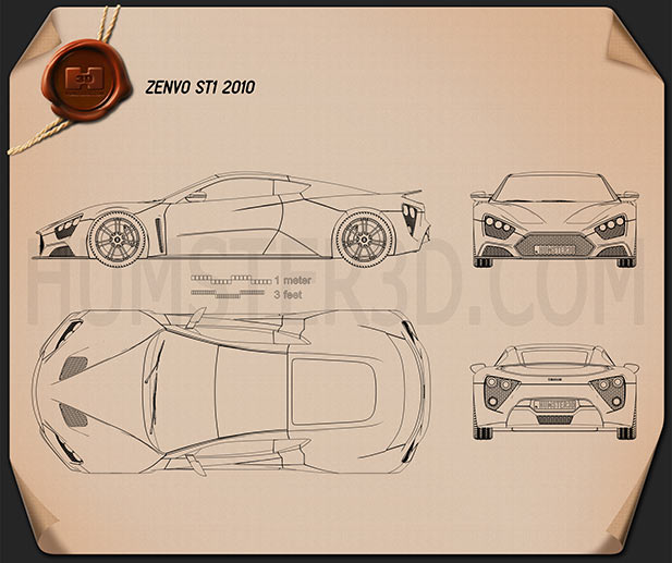 Zenvo ST1 2010 테크니컬 드로잉