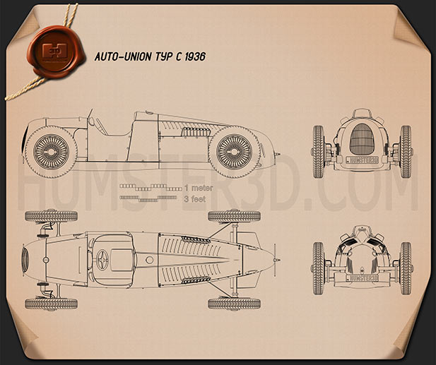 Auto Union Typ C 1936 Blueprint