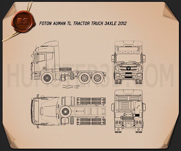 Foton Auman TL Tractor Truck 2012 Blueprint
