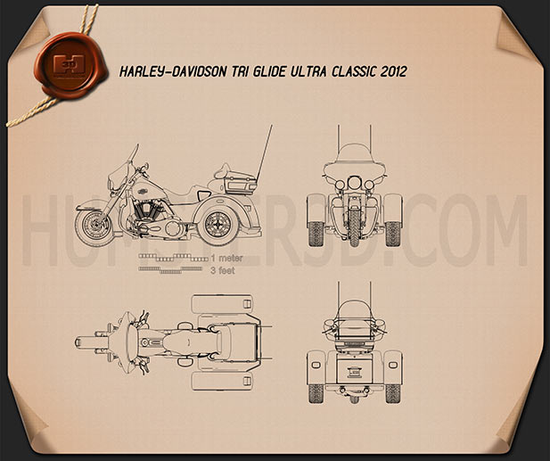 Harley-Davidson Tri Glide Ultra Classic 2012 Blaupause