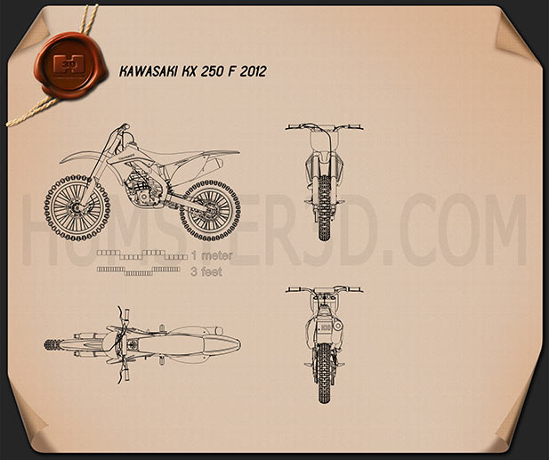 Kawasaki KX250F 2012 테크니컬 드로잉