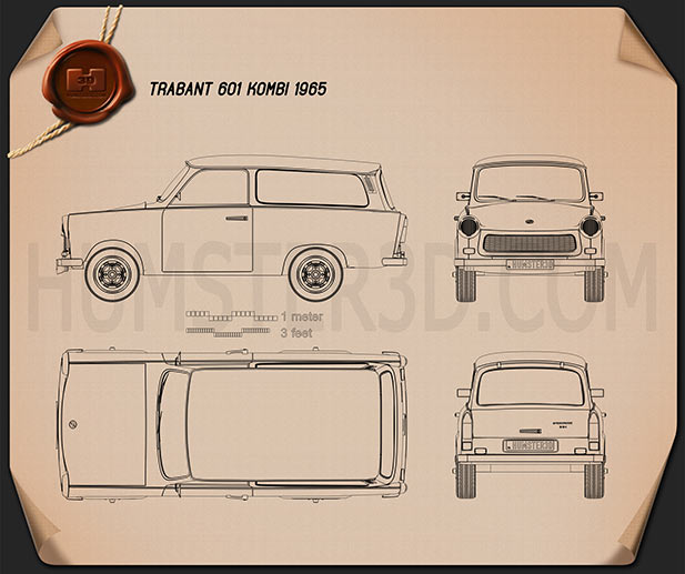 Trabant 601 Kombi 1965 Blueprint