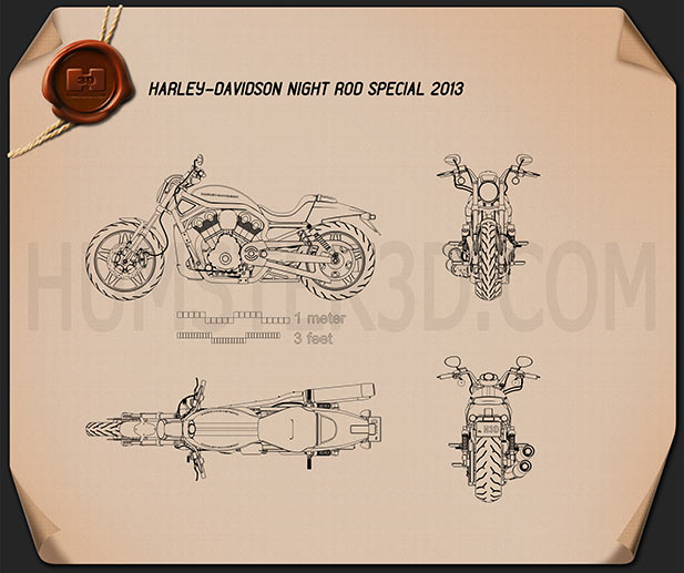 Harley-Davidson Night Rod Special 2013 Disegno Tecnico