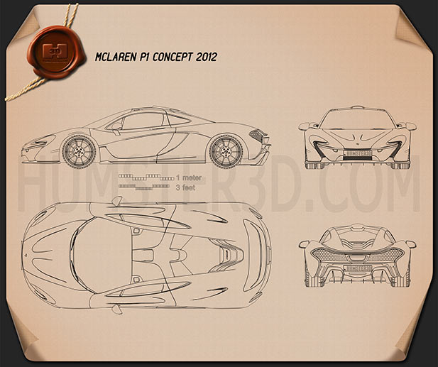 McLaren P1 2013 Blueprint - Hum3D