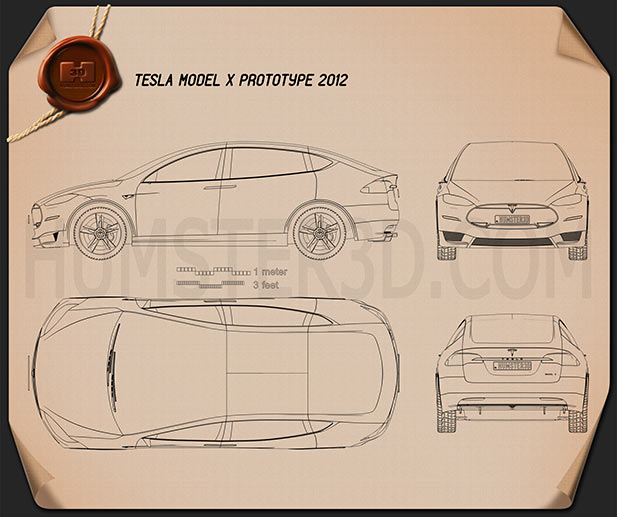 Tesla Model X 2014 Креслення