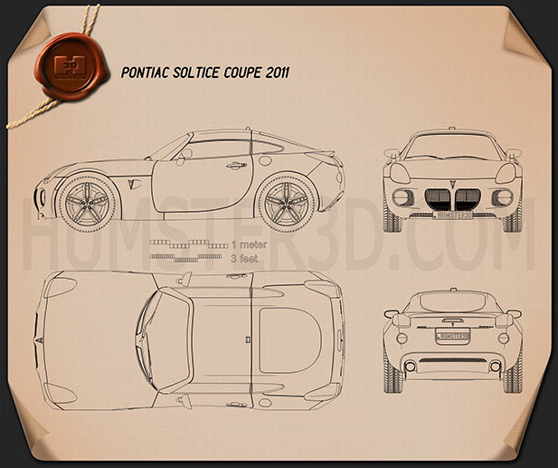 Pontiac Solstice Coupe 2009 Disegno Tecnico