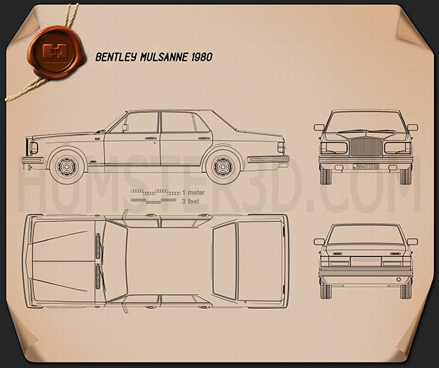 Bentley Mulsanne 1980 Disegno Tecnico