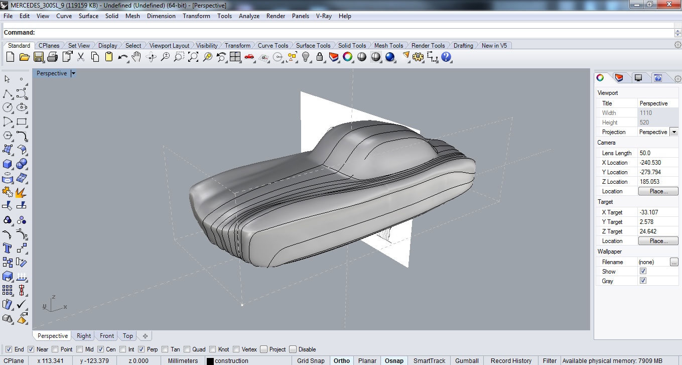 Modelling the main car body surface