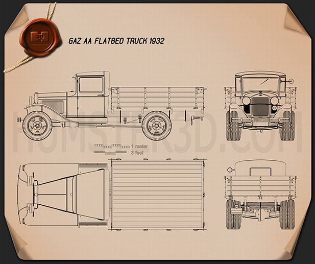 GAZ-AA フラットベッドトラック 1932 設計図