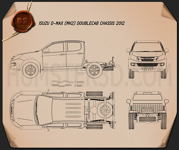 Isuzu D-Max 双人驾驶室 Chassis 2012 蓝图