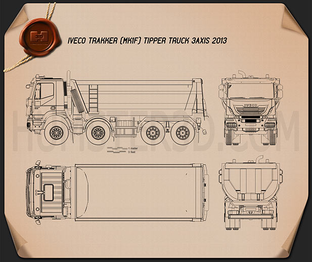 Iveco Trakker Tipper Truck 2013 Blueprint