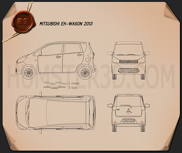 Mitsubishi eK Wagon 2013 Disegno Tecnico